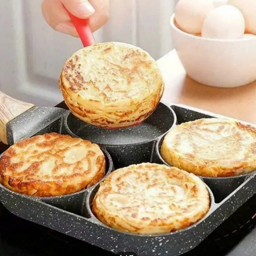 BreakFastMate 4 Hole Non-stick Frying Pan for Egg, Pancake, Steak, omelet